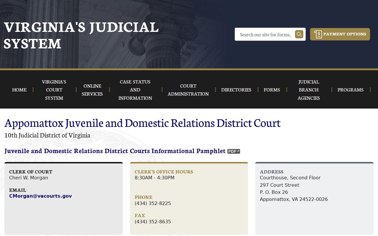 Appomattox County bench warrant access through the JDR Court